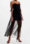 French Connection Alizee Mesh Night Out Maxi Dress In Blackout In Black