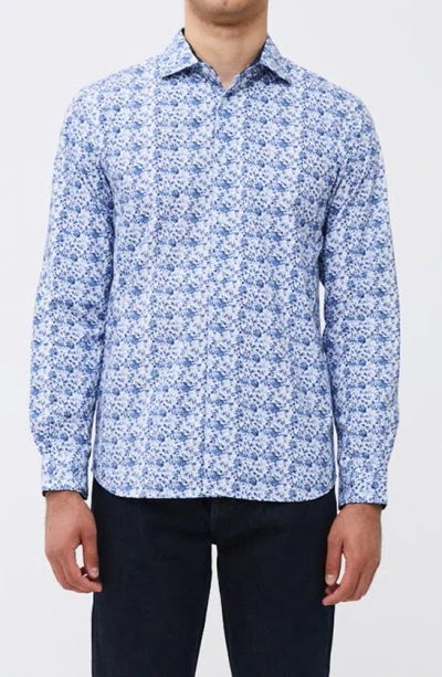 French Connection Allover Print Button-up Shirt In Blue Combo