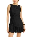 French Connection Womens Ruched Above Knee Bodycon Dress In Blackout