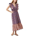 French Connection Anathia Blaire Frill Midi Dress Royal Blue-peach In Royal Blue