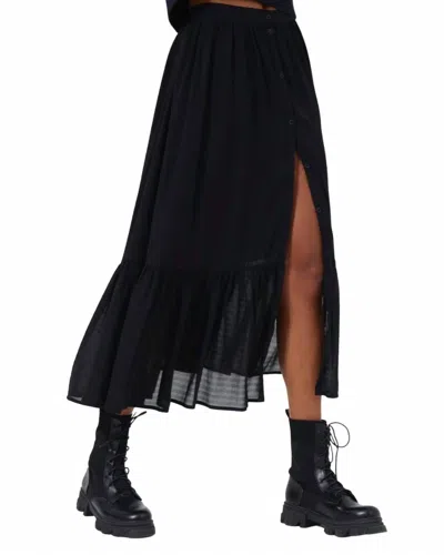 French Connection Anita Drape Midi Skirt In Moonless Night In Black