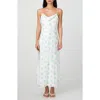 French Connection Anna Fleur Cowl Neck Satin Maxi Slipdress In Sum Wht Past Turq Mu
