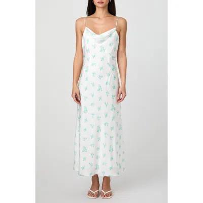 French Connection Anna Fleur Cowl Neck Satin Maxi Slipdress In White