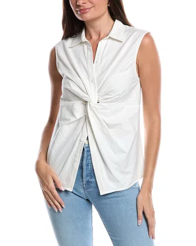 FRENCH CONNECTION AOFIE LINEN-BLEND TWIST FRONT SHIRT
