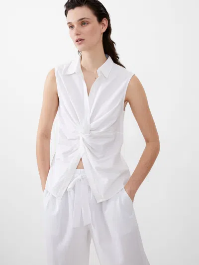 French Connection Aofie Linen Twist Front Shirt Summer White