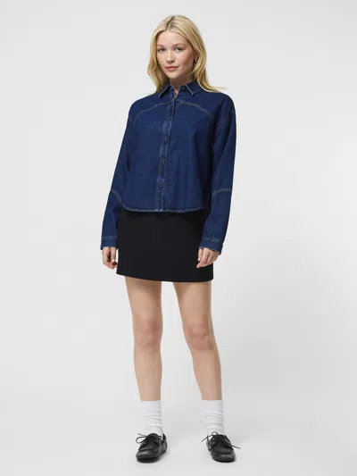 French Connection Archie Denim Cropped Shirt  Tops In Blue