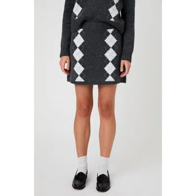 French Connection Argyle Knit Miniskirt In Gray