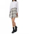 French Connection Arla Flannel Long Sleeve Shirt Dress In Classic Cream Multi In Multi