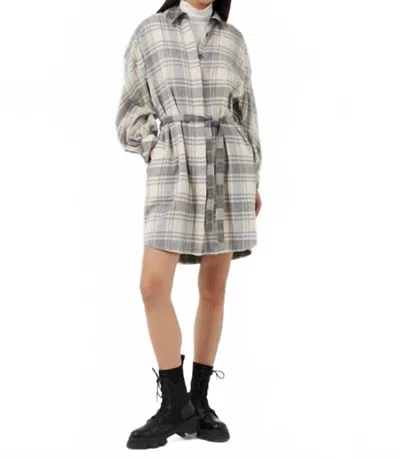 French Connection Arla Flannel Shirt Dress In Classic Cream Multi