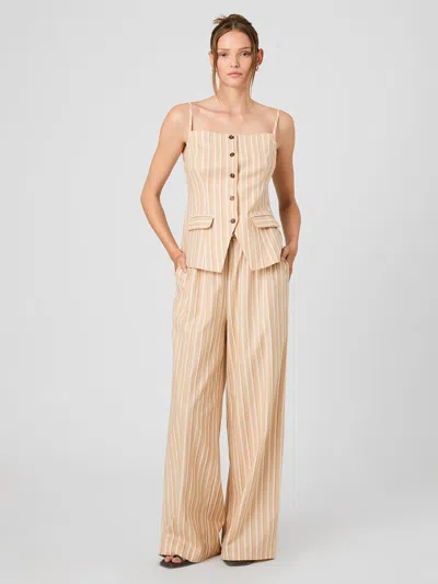 French Connection Aspen Tie Waist Wide Leg Linen Blend Pants In Neutral
