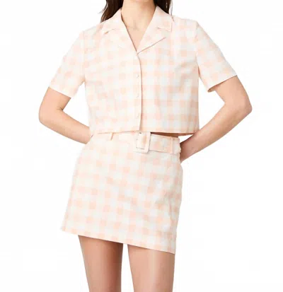 French Connection Aspen Linen Gingham Crop Shirt In Seashell Combo In Multi