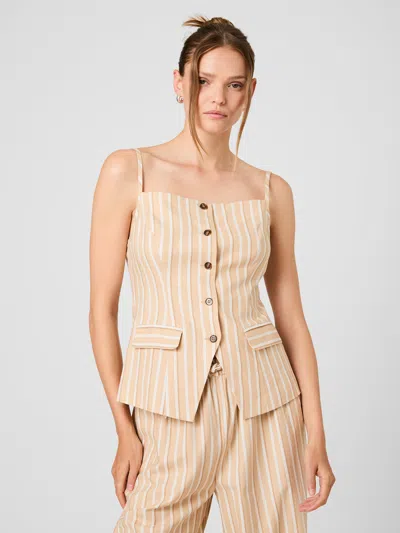 French Connection Aspen Linen Tailored Top In Neutral