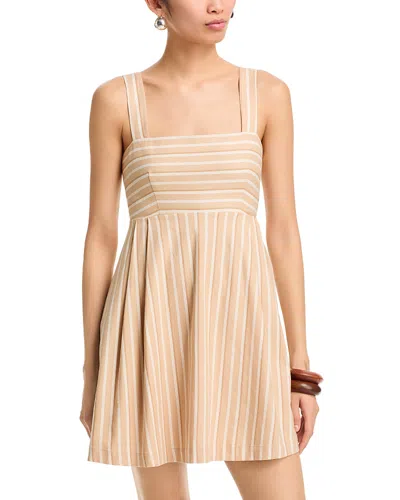 French Connection Aspen Striped Babydoll Mini Dress In Neutral