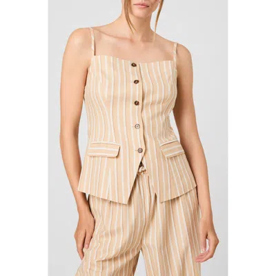 French Connection Aspen Tailored Sleeveless Linen Top In Brown