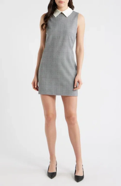 French Connection Atlas Glen Plaid Contrast Collar Dress In Gray