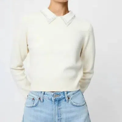 French Connection Avea Knit Sweater In Porcelain Cream In White