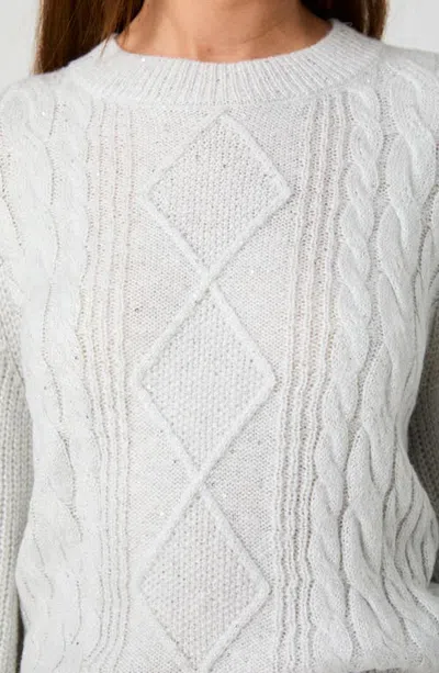 French Connection Avea Sequin Cable Knit Sweater In White