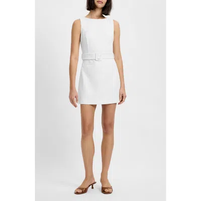 French Connection Azra Belted Sleeveless Twill Minidress In White
