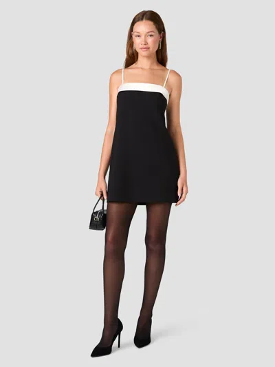 French Connection Azra Combo Carey Satin Foldover Mini Dress In Black