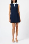 French Connection Azra Contrast Detail Sleeveless Twill Minidress In Blue