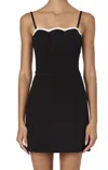 French Connection Azra Contrast Mini Dress In Black In Black
