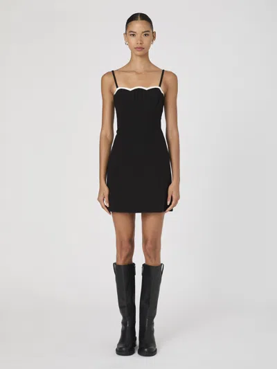 French Connection Azra Contrast Scallop Mini Dress  Dresses In Black