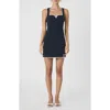 French Connection Azra Twill Contrast Mini Dress In Navy Blue In Blue