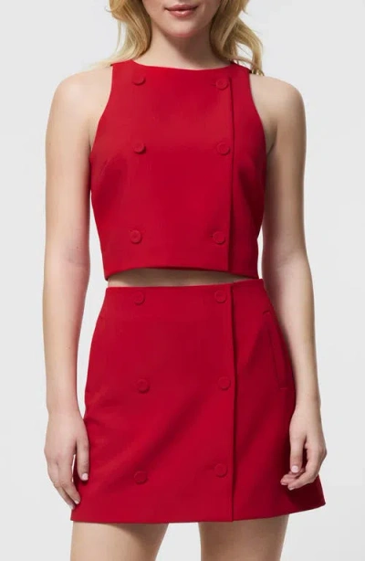 French Connection Azra Double Breasted Sleeveless Crop Top In Red