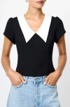 French Connection Azra Oversize Collar Top In Blue