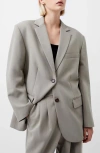 French Connection Azra Oversize Twill Blazer In Light Olive