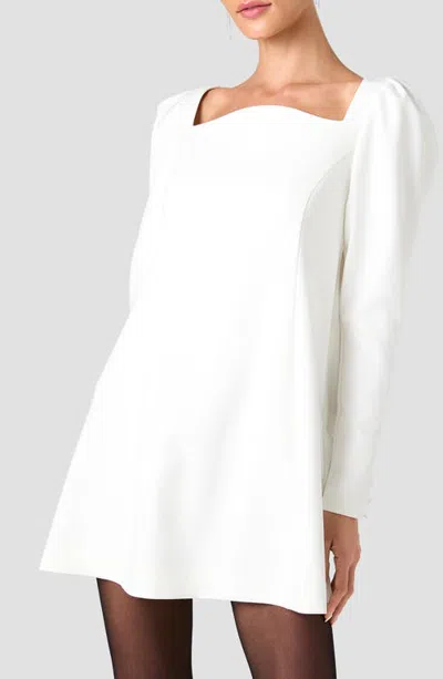 French Connection Azra Puffed Sleeve Twill Shift Minidress In White