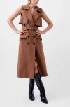 French Connection Azra Sleeveless Trench Dress In Camel In Camel