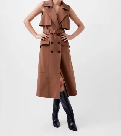 French Connection Azra Sleeveless Trench Dress In Camel