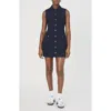 French Connection Azra Sleeveless Twill Mini Shirtdress In Navy
