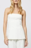 French Connection Azra Twill Strapless Top In Porcelain Cream In Porcelain Cream