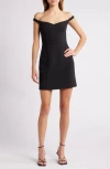 French Connection Azra Sweetheart Neck Minidress In 01-black