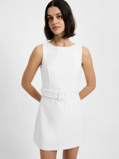 French Connection Azra Twill Belted Mini Dress In Blue Lagoon