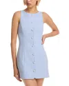 French Connection Azra Twill Button Front Dress In Blue