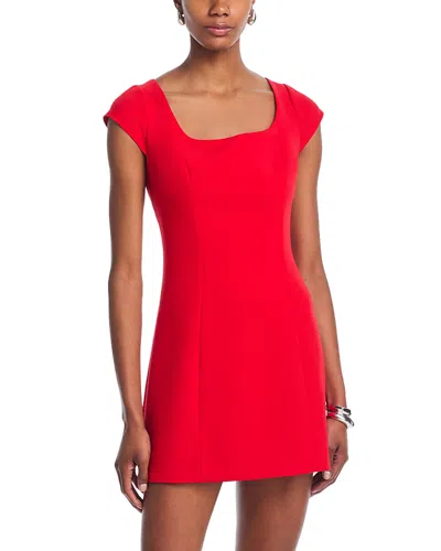 French Connection Azra Twill Cap Sleeve Mini Dress In Red