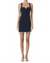 French Connection Azra Twill Contrast Mini Dress In Navy Blue In Blue