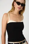 French Connection Azra Twill Corset Strappy Top  Tops In Black