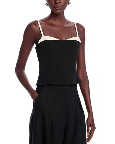 French Connection Azra Twill Corset Top In Blackout,classic Cream