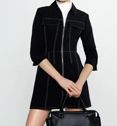French Connection Azra Twill Mini Dress In Black In Blue