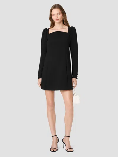 French Connection Azra Twill Puff Sleeve Shift Mini Dress In Black