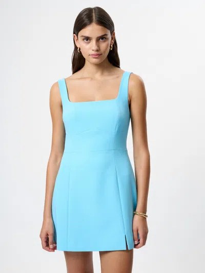 French Connection Azra Slit Front Twill Dress In Blue