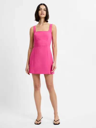 French Connection Azra Twill Slit Mini Dress In Summer White