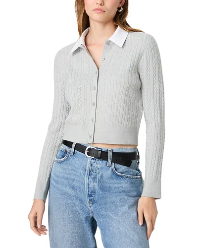 French Connection Babysoft Cable Knit Collared Cardigan Sweater In Heather Grey