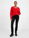 French Connection Babysoft Cable Knit V Neck Sweater  Knitwear In Red