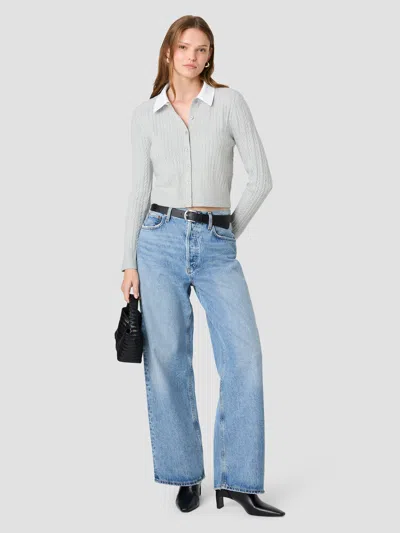 French Connection Babysoft Cable Poplin Long Sleeve Top In Heather