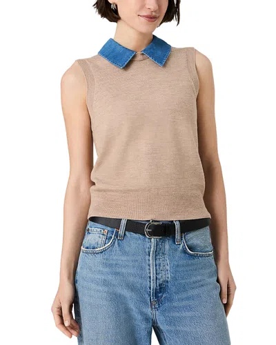 French Connection Babysoft Collared Knit Vest In Neutral